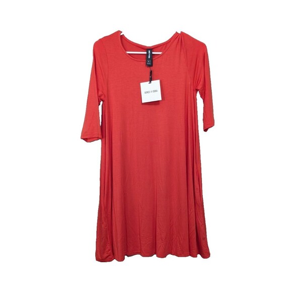 Agnes & Dora Tops - Agnes & Dora 3/4 Sleeve Swing Tunic Red Dress Size SMALL Pockets Lagenlook